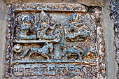 Old Bagan Myanmar. The Mingala Zedi. Well-preserved glazed Jataka plaques. 